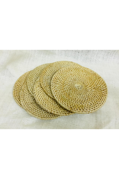 Cane Table Mat Set Of 6 - Sand Matte